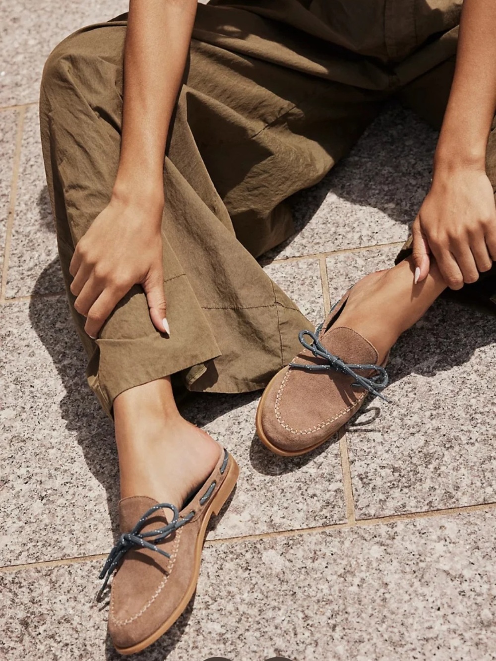 Free People women’s Taupe Suede Sieze the Day Mules